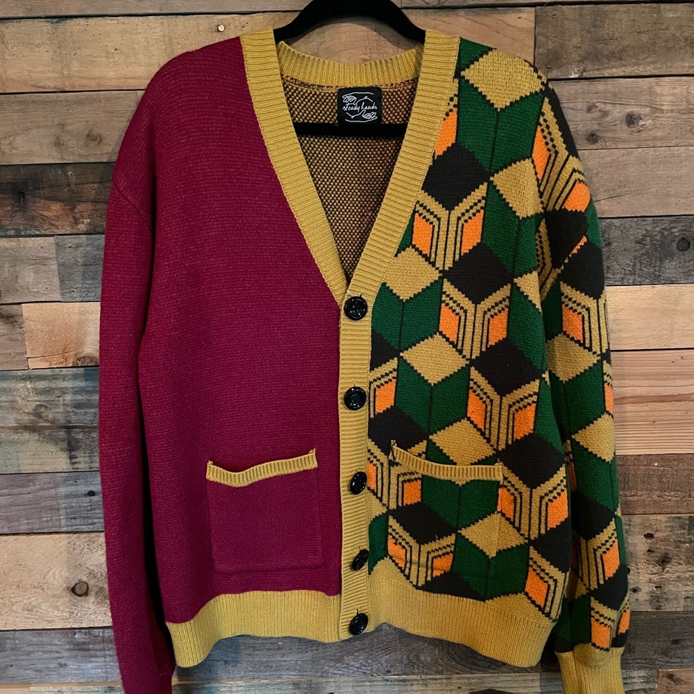 Stylish Geometric Cardigan Sweater - Multicolor